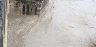 Fiume Ofanto, ingrossato con livello a 3,57 metri no piena