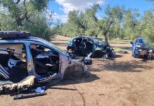 Rinvenute 14 auto rubate e “cannibalizzate” nelle campagne di Andria, Canosa, Corato e Trani